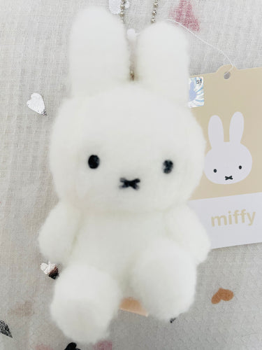 Miffy Fluffy Sitting Plush Keychain 8cm White Miffy